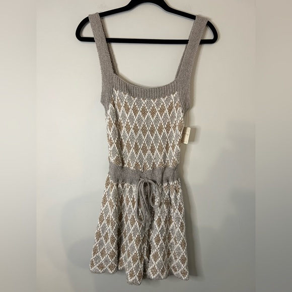 NWT Free People x Revolve Dream Diamonds Knitted Lounge Romper in Grey Combo - Picture 2 of 11